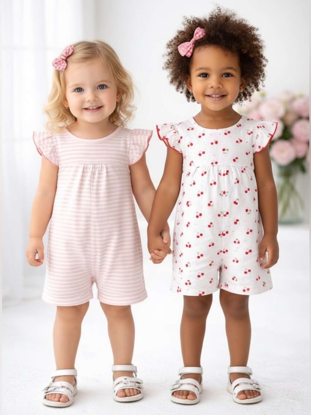 Splendid Romper Set - Pink Multi Stripes Cherry
